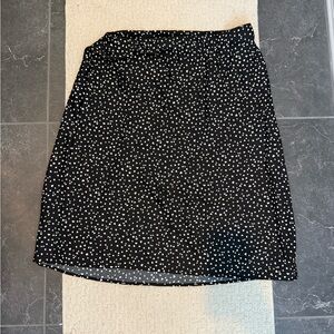 a new day Black Skirt with White hearts